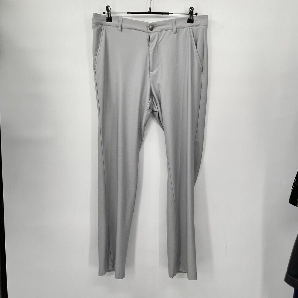Adidas 32x32 Golf Pants Mens Light Gray Performance Flat Front Trousers RN88387